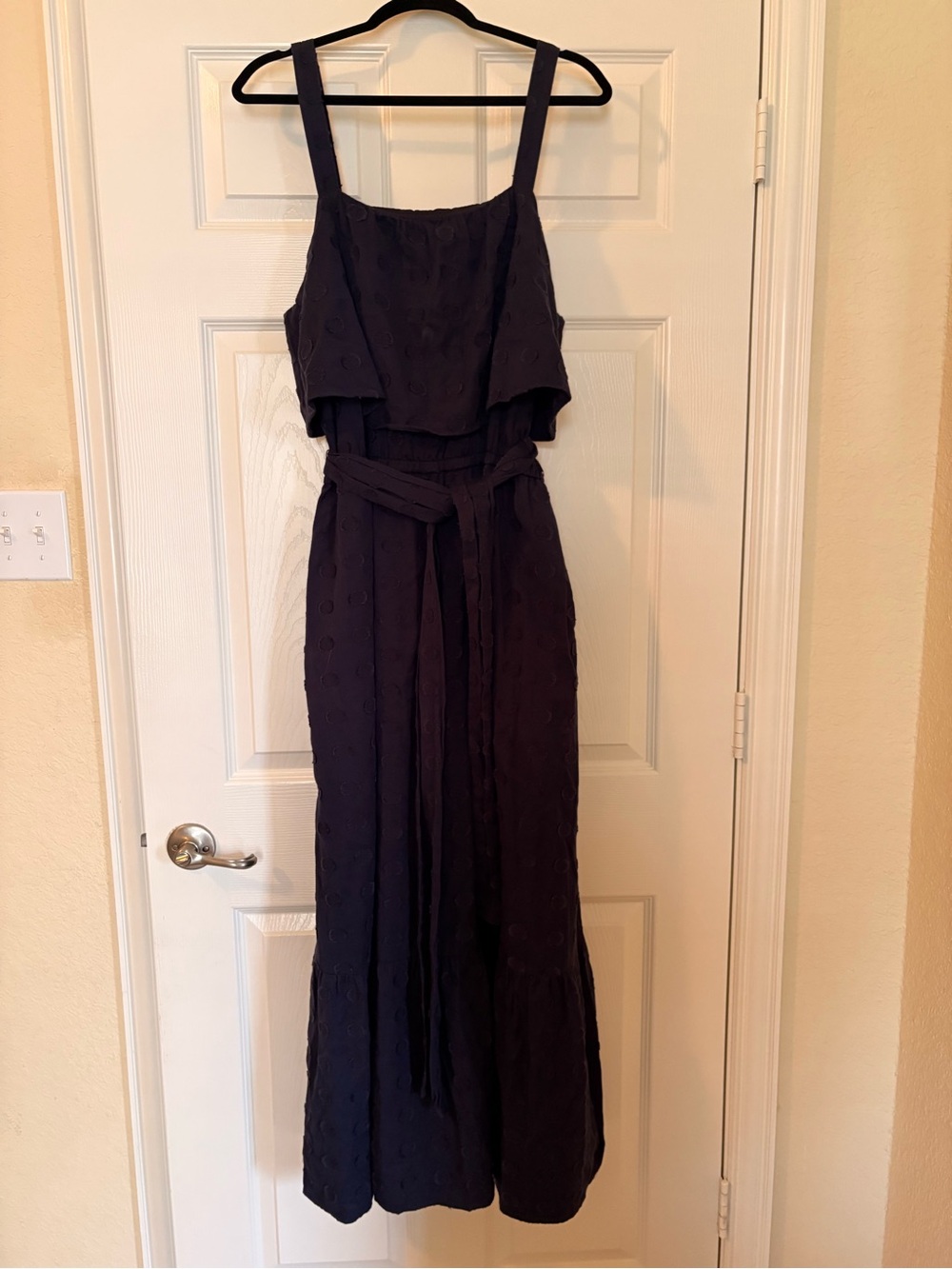 Nordstrom 1901 Navy Textured Maxi Dress with Waist Tie